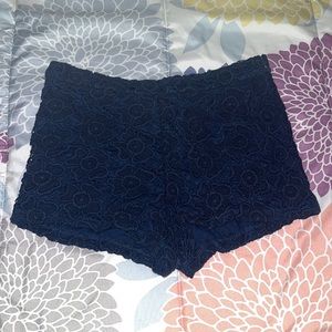 Forever 21 high waisted floral lace shorts in navy